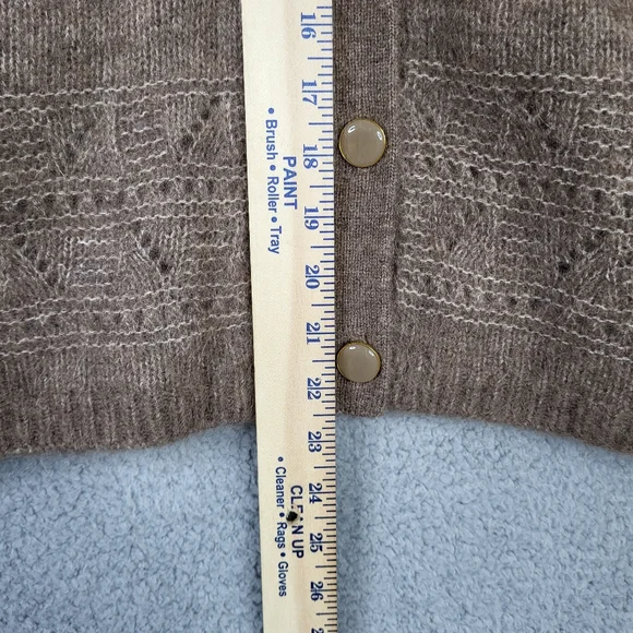 Sezane Charles Jumper Cardigan lace cuffs Sweater Brown Size S - Picture 8 of 13